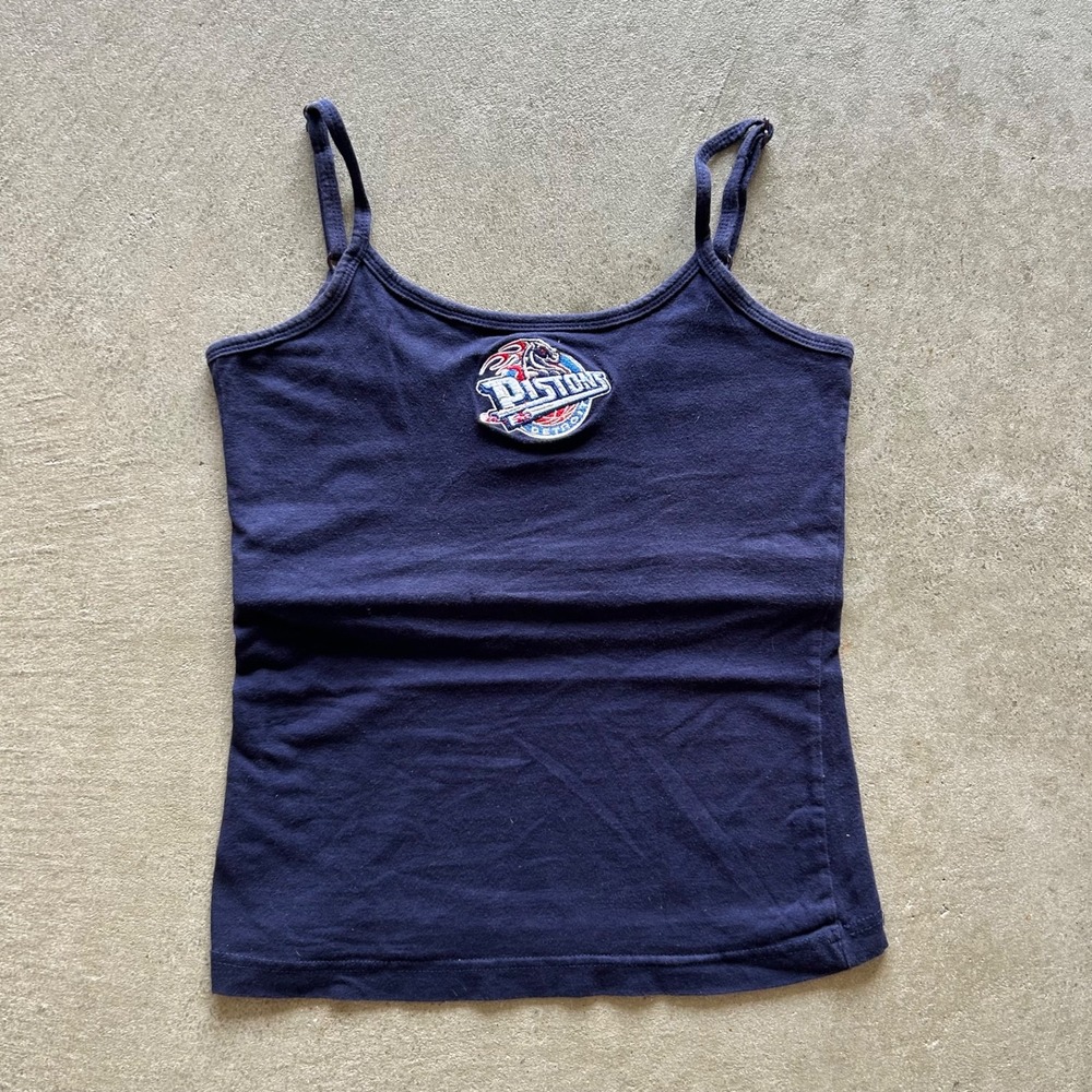 Vintage Detriot Pistons Cami Tank Top Womens Small Navy Blue Y2K NBA Shirt